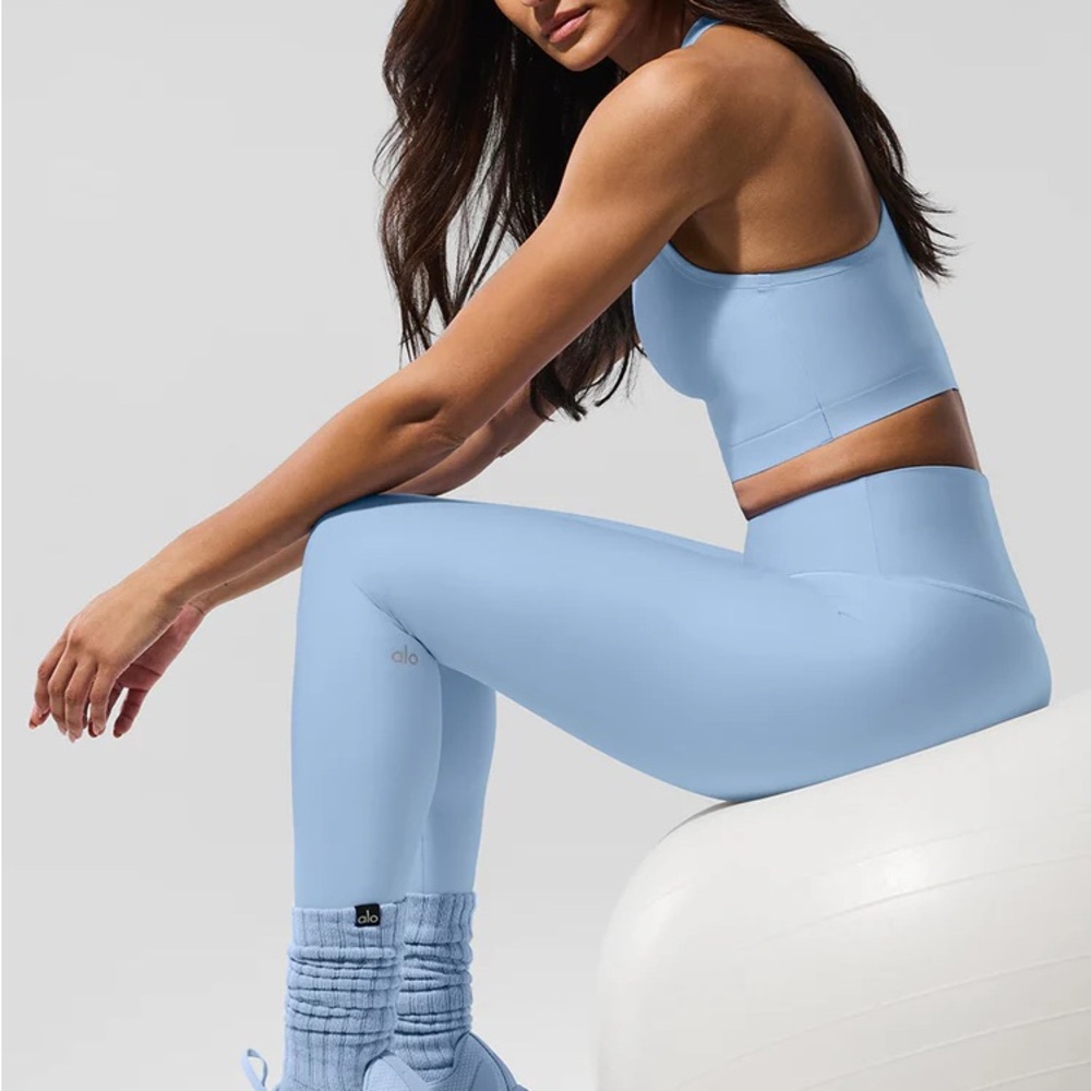 ALO Yoga Seashell Blue Scrunch Socks Medium